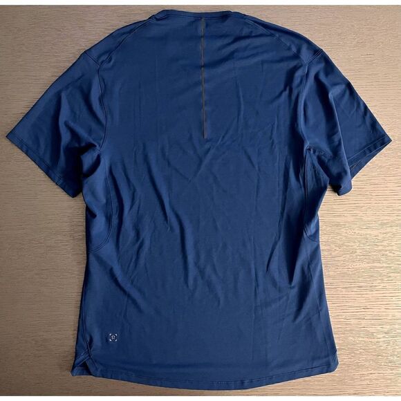 Lululemon Men's Small Blue Short Sleeve Stretch Crew Neck Running Training Shirt - Picture 3 of 5